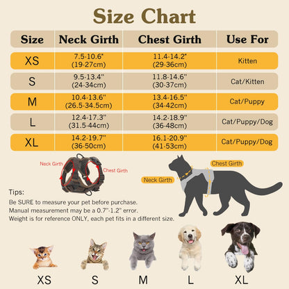 VavoPaw Cat Harness and Leash Set for Walking, Adjustable Kitten Vest Harness with Reflective Strip Breathable Mesh, Escape Proof Soft Pet Safety Vest for Cats, Kittens, Puppies, S Coffee