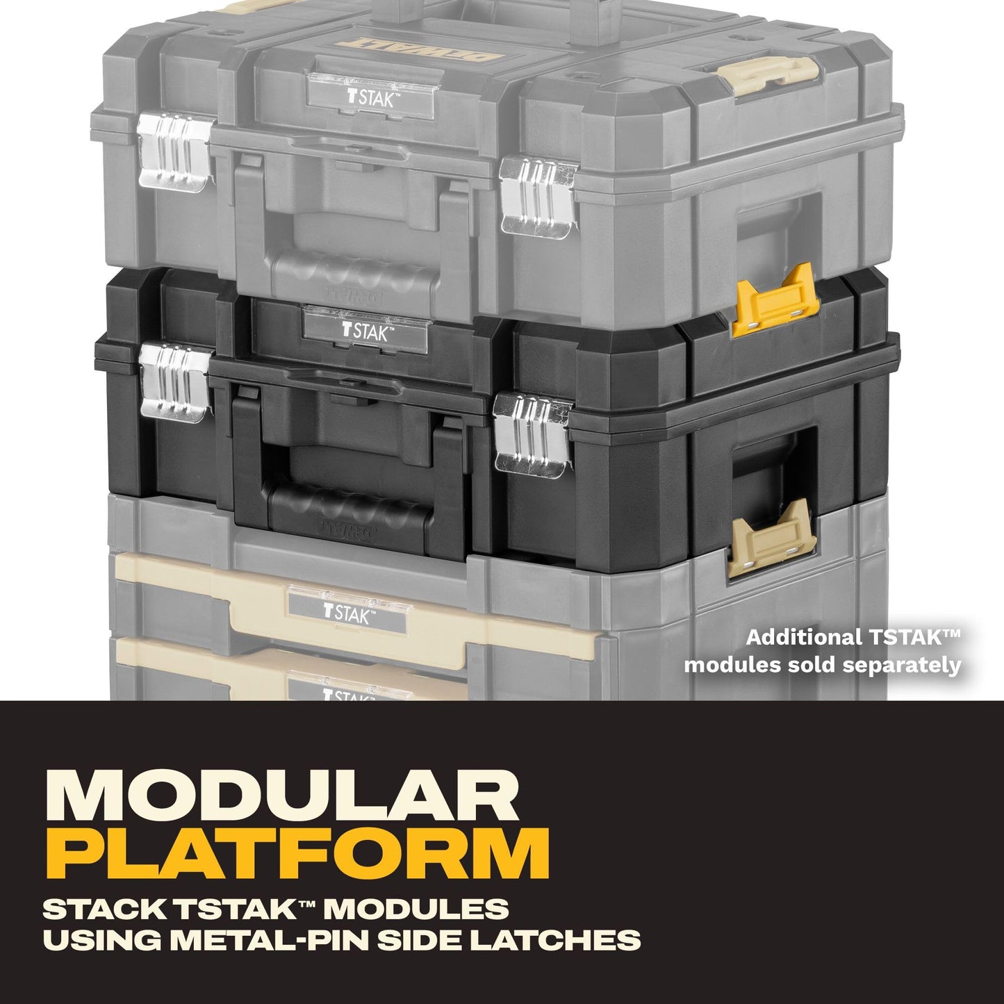 DEWALT Tool Box TSTAK II, 13 In. Flat Top Tool Storage Case, Stackable Organizer Hard Case Portable Toolbox, Heavy Duty, Holds Up To 66 lbs (DWST17807)