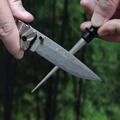 Cool Hand 4.5" Tapered Diamond Knife Sharpener Rod with Fish Hook, Gut Hook and Needle Sharpener, Grit 320/600, 2 Packs with Fine and Coarse grits, Easy to Carry, Serrated knife sharpener