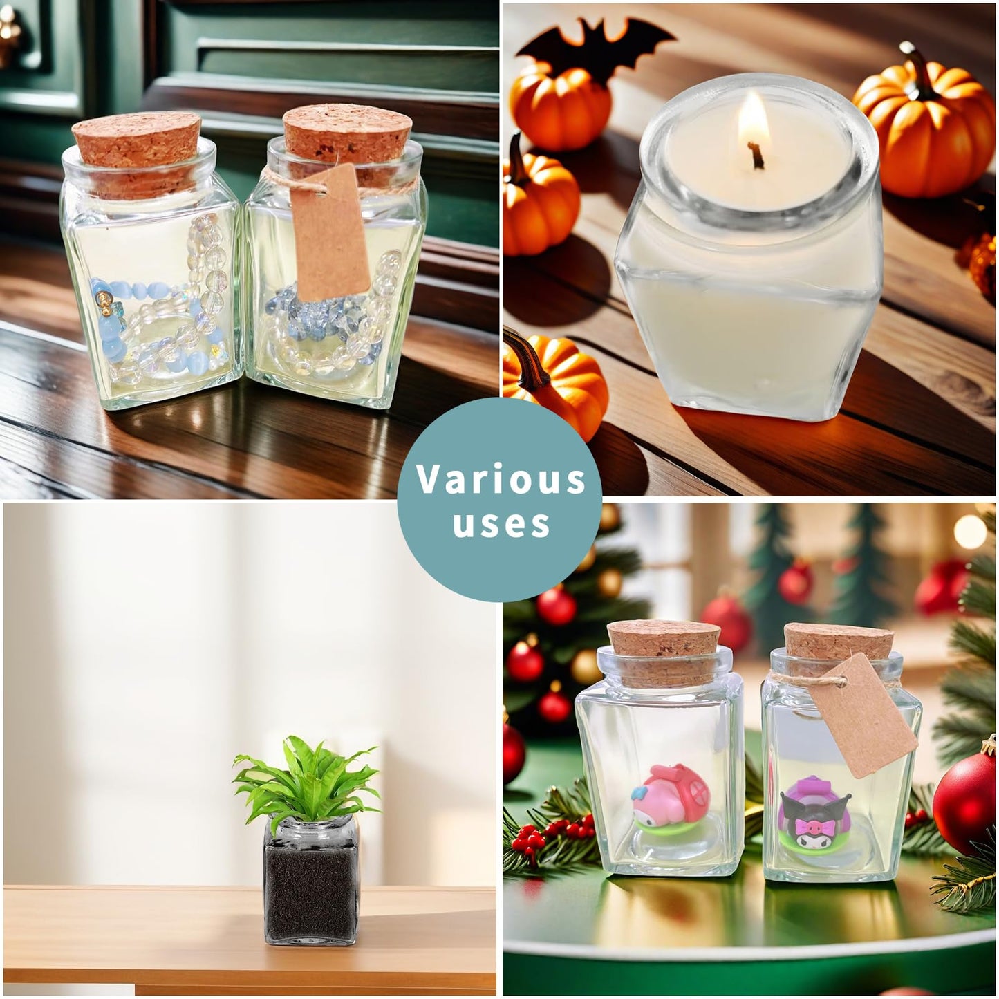ELAORY 12 Pack Small Glass Jars With Lids, 3.4 oz Mini Bottles With Cork, Twine and Labels for Favors, DIY Crafts, Candy, Potion