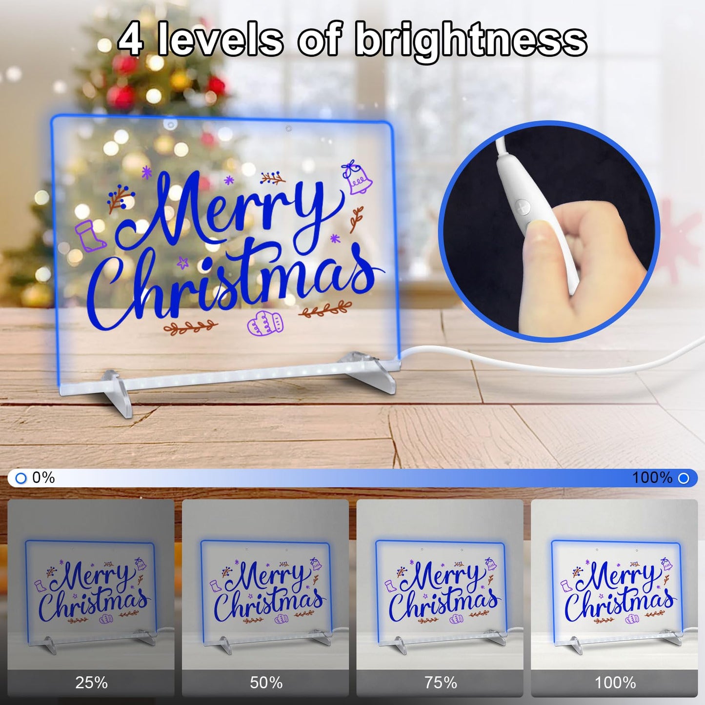 Lumiboard Led Drawing Board with 8 Colors, 13"x10" Acrylic Dry Erase Board with 13 Light Effects, Glow Doodle Board Gifts for Kids for Easter Halloween Christmas Birthday Gifts Presents