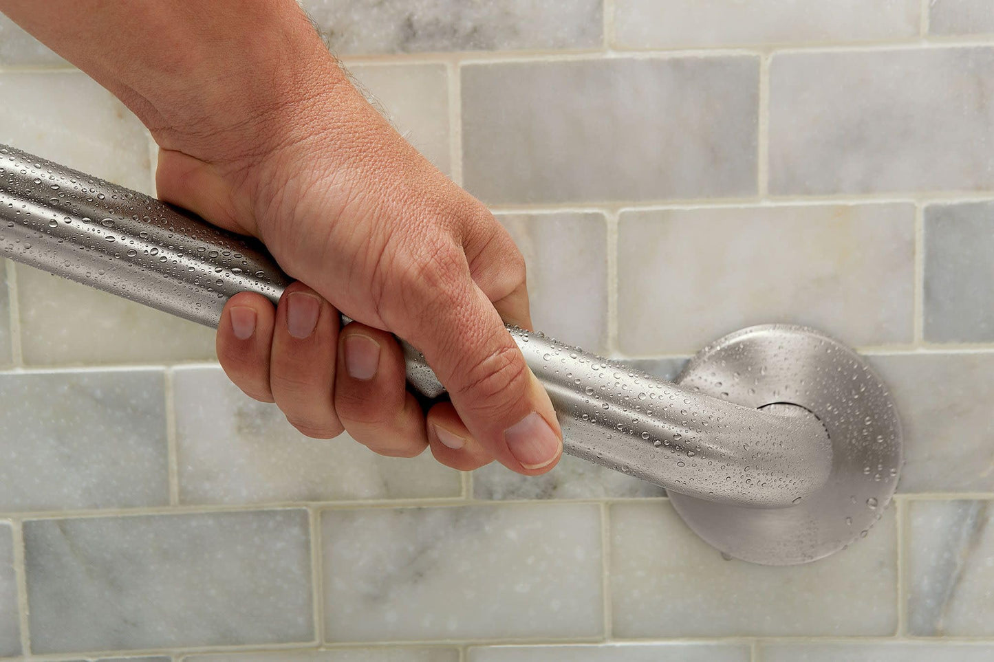 Moen Home Care Bathroom Safety 18 Inch Stainless Steel Handicap Grab Bar for Bathtub and Shower, Elderly Assistance Product with Concealed Screws, Polished Brass, 8718