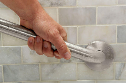 Moen Home Care Bathroom Safety 18 Inch Stainless Steel Handicap Grab Bar for Bathtub and Shower, Elderly Assistance Product with Concealed Screws, Polished Brass, 8718