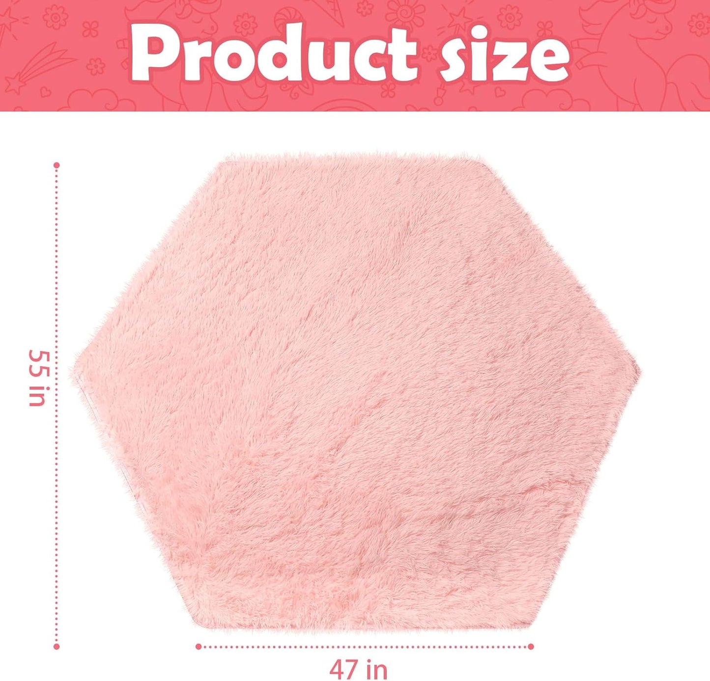55x 47 (55x 47, Monobeach Pink Kids Rug for Nursery Children Room Decor Ultra Soft Hexagon Carpet for Princess Tent