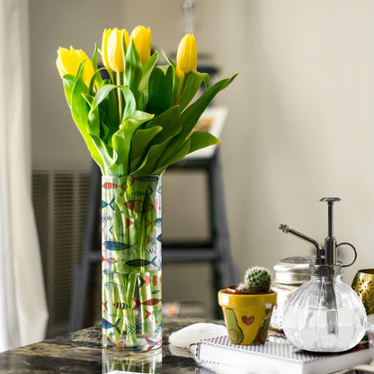 Fish Pattern Flower Vase Bud Vase Home Decor for Dining Table Office Bedroom Living Room