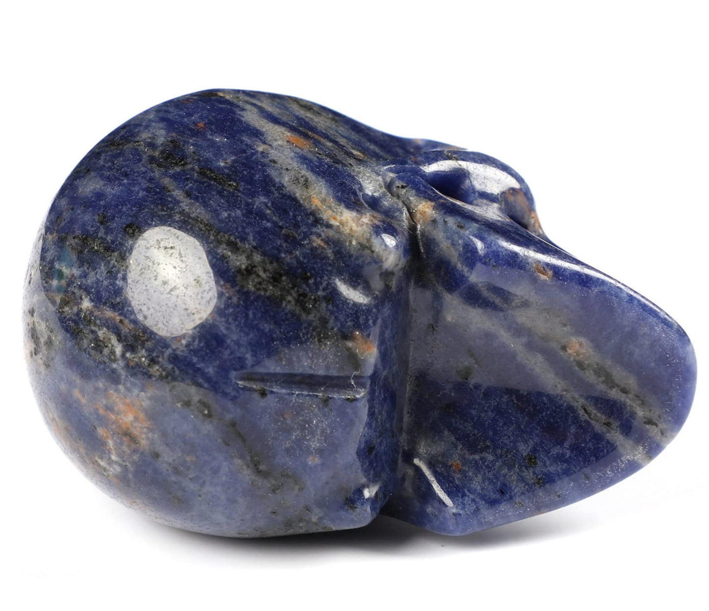 Skullis 2.0" Sodalite Crystal Skull, Hand Carved Gemstone Fine Art Sculpture, Reiki Healing Stone Statue.1380