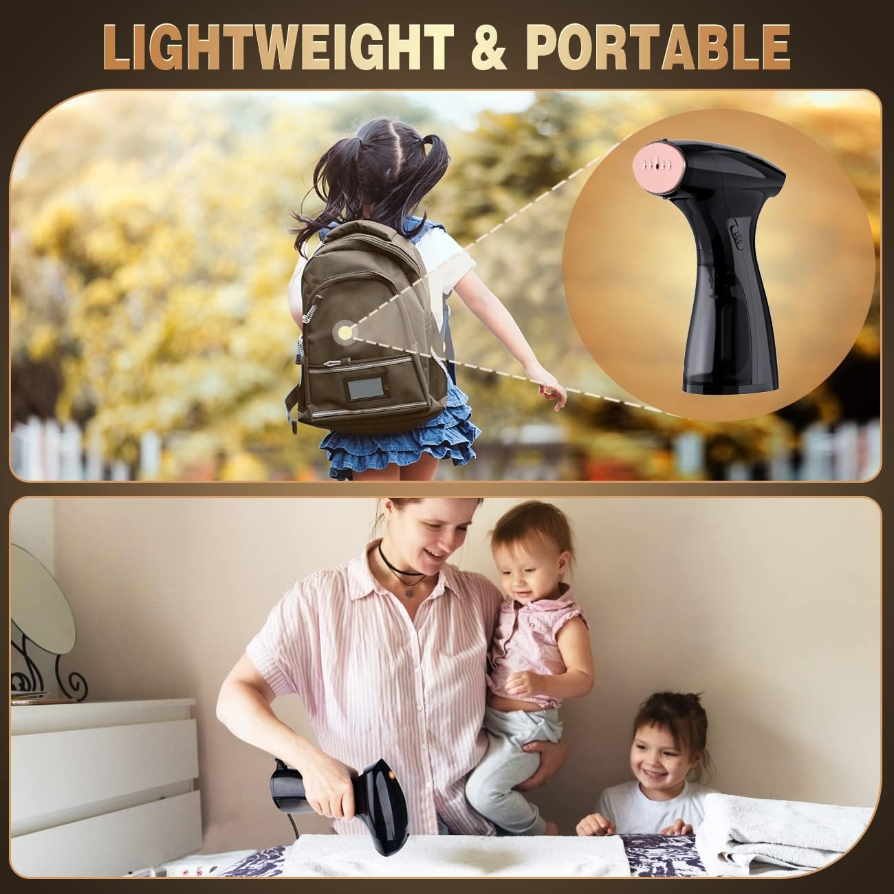 Steamer for Clothes, Handheld Garment Steam Iron with Brush for Home, Office, and Travel Wrinkle Remover