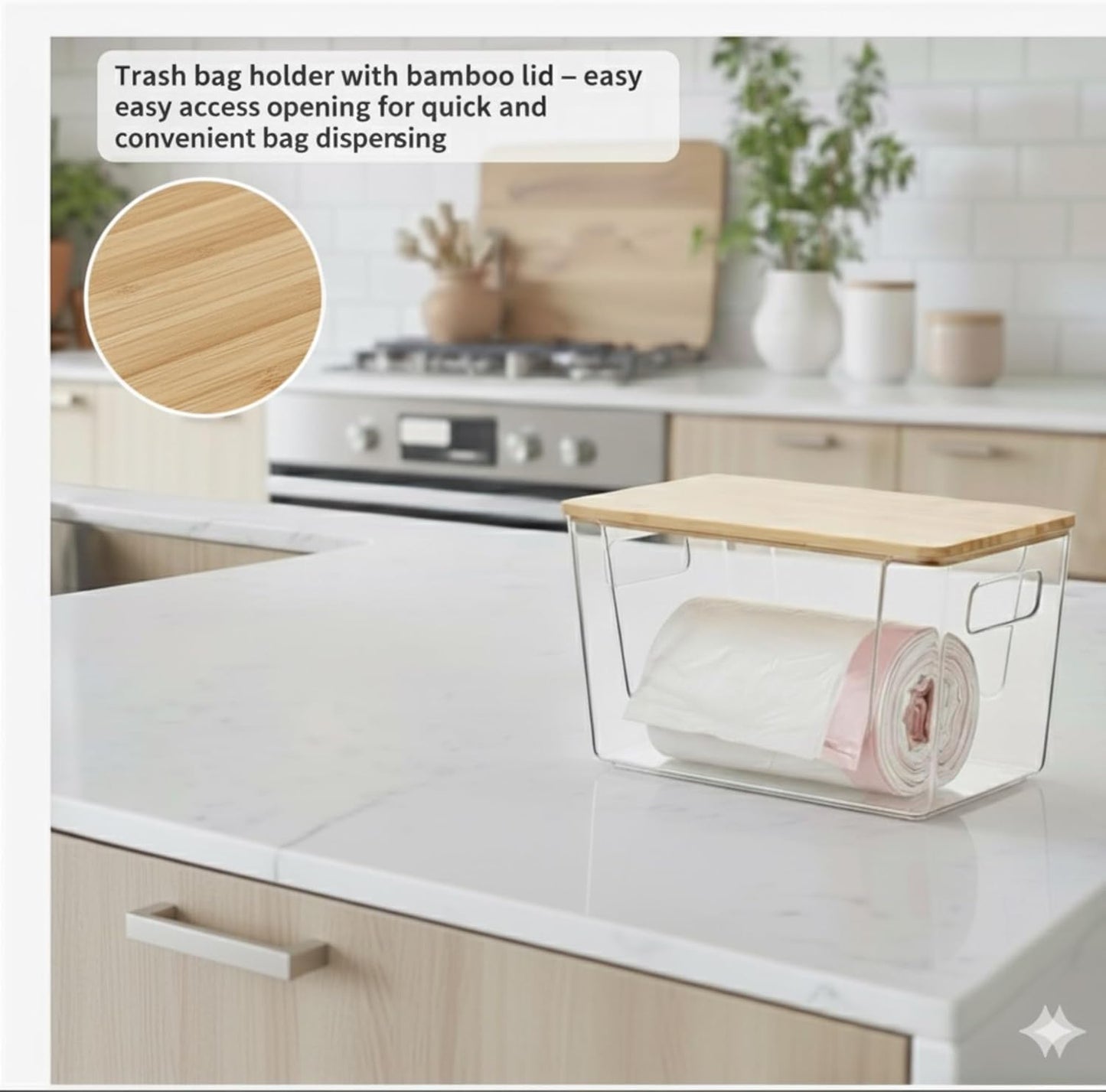 Posidrone Trash Bag Dispenser & Trash Bag Holder Under Sink Organizer for Kitchen Storage, Pantry & Laundry Room