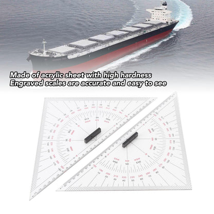 2pcs Chart Drawing Triangle Ruler, 11.81in Course Triangle Positioning Triangle Boat Architectural Stationery Navigation Plotting Kit for Training Purposes Maritime