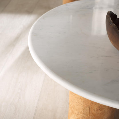 SAFAVIEH Couture Collection Marilynn White Marble/Cork 3-Leg Round Top Coffee Table