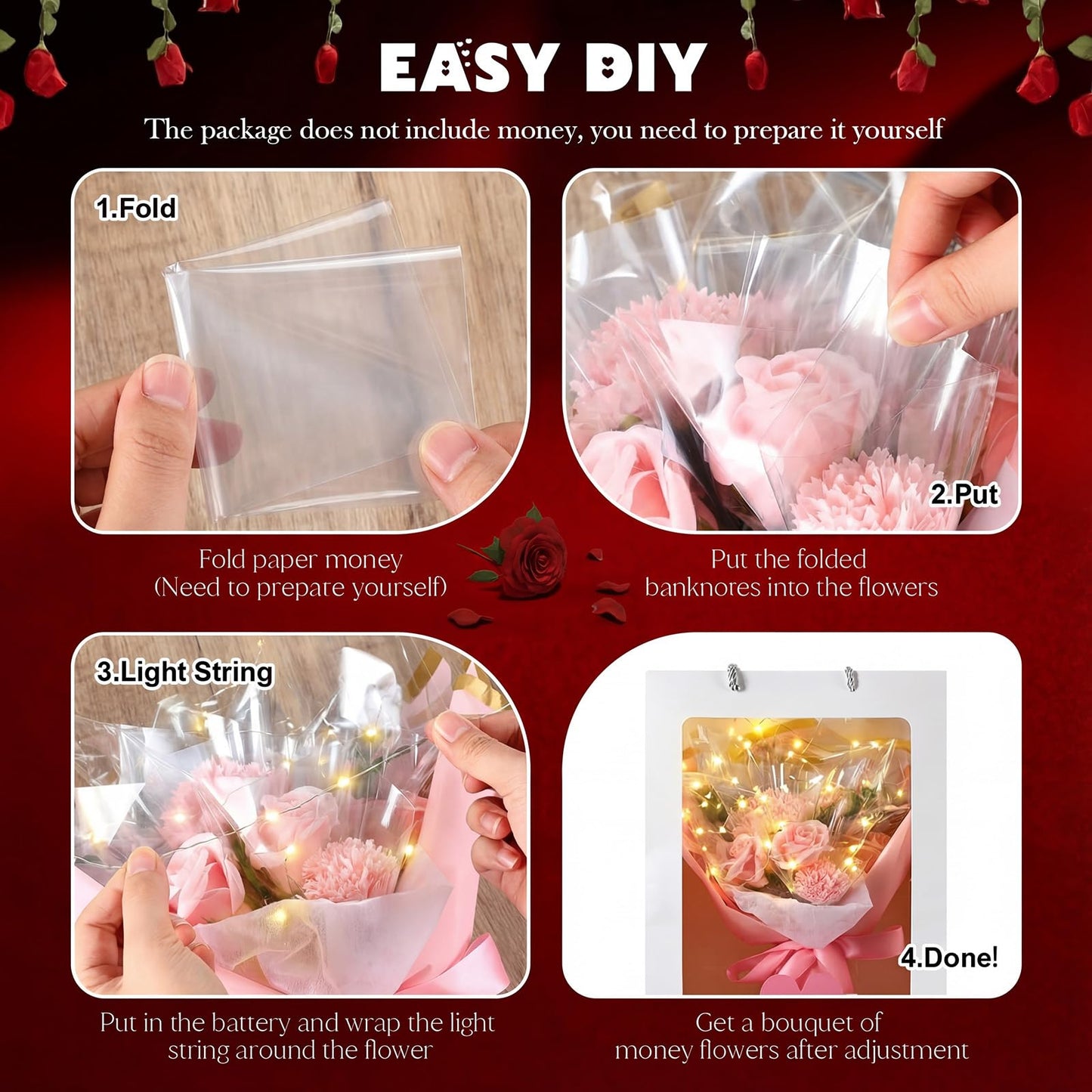 Thiccywoov Mother's Day Flower Bouquet Kit for Her 2026 DIY Artificial Flower Bouquets Rose Bouquet Gift with Bag for Birthday, Anniversary Present for Wife Grandma