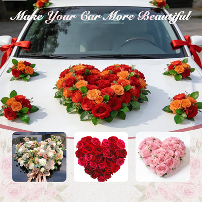 Floral Foam Cage with Suction Cup, Heart-Shaped Flower Arrangement Foam Holder for Wedding Car Decor, DIY Floristry Bouquet Fixation Base for Fresh/Silk Flowers (20x20cm)