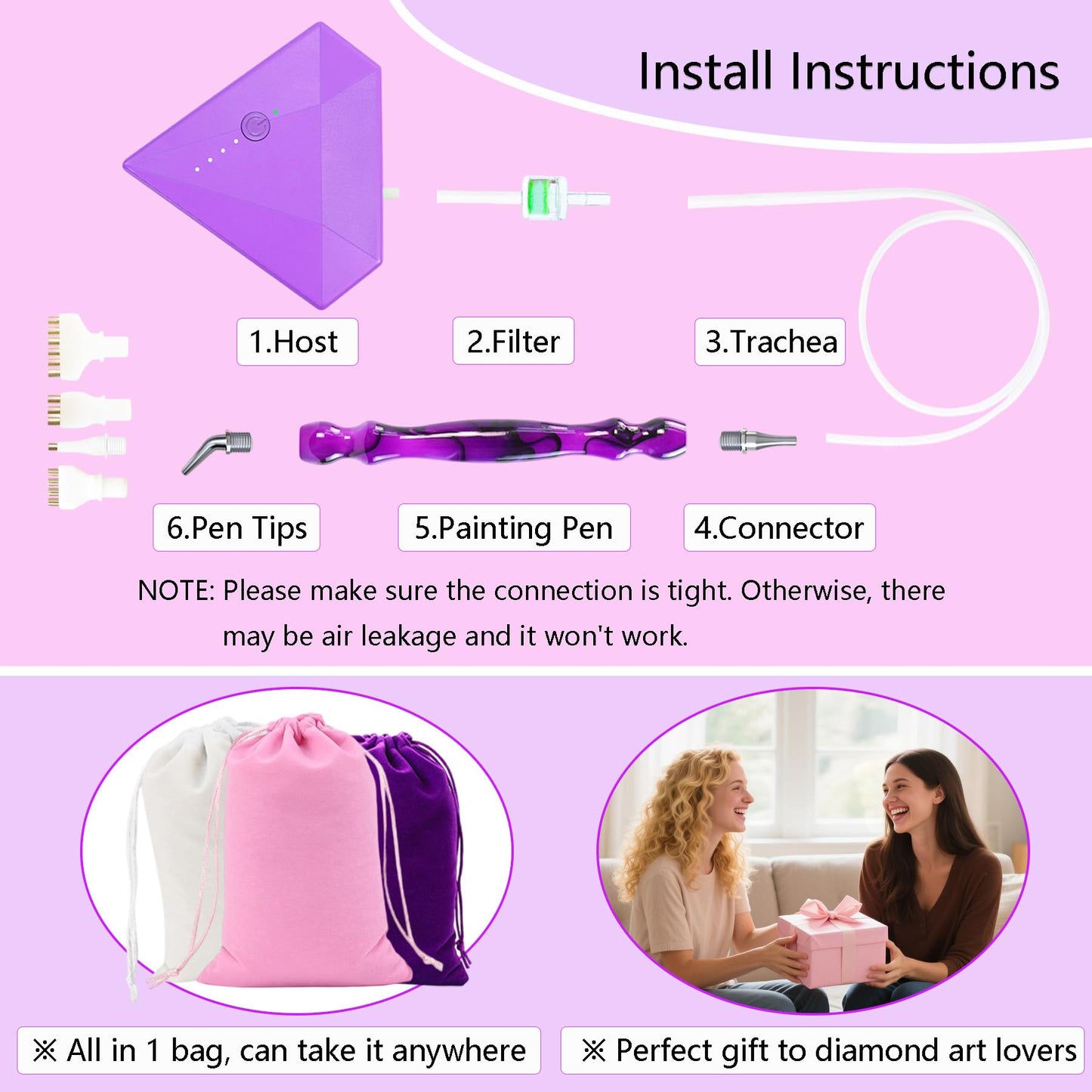 Lanzeyo Rechargeable Electric Diamond Painting Pen Vacuum Diamond Art Pen with Long Endurance Battery Electric Vacuum Pen with Beads Storage Tray for Gem Art Diamond Art Accessories (Purple)