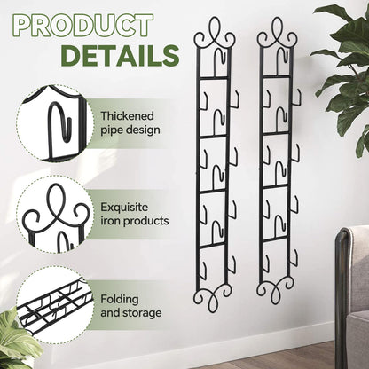 WHXGG 2 Pack Tea Cup Display Rack Vertical Wall Cup Rack Set 4 Tiers Wall Mounted Cups Plate Holder 36 x 5''Tea Cup and Saucer Display Stand for Kitchen Tearoom Restaurant Office Fits 6''Diameter