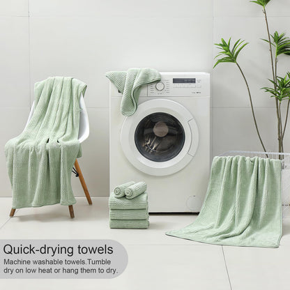 8-Piece Set,2 Sheet,2 4 Washcloths,600 Set,Highly Green Bath Towels Oversized Large Bath Towels Hand Towels and GSM