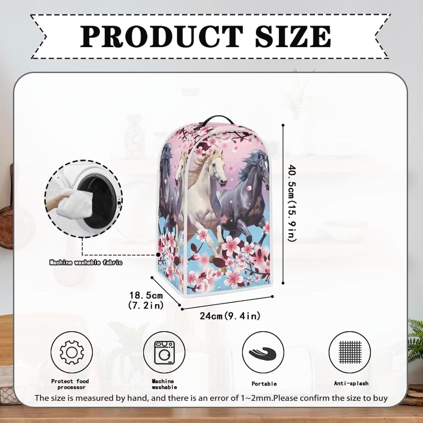 Flower Horse Blender Covers: Washable Food Processor and Stand Mixer Appliance Cover for Kitchen Machines
