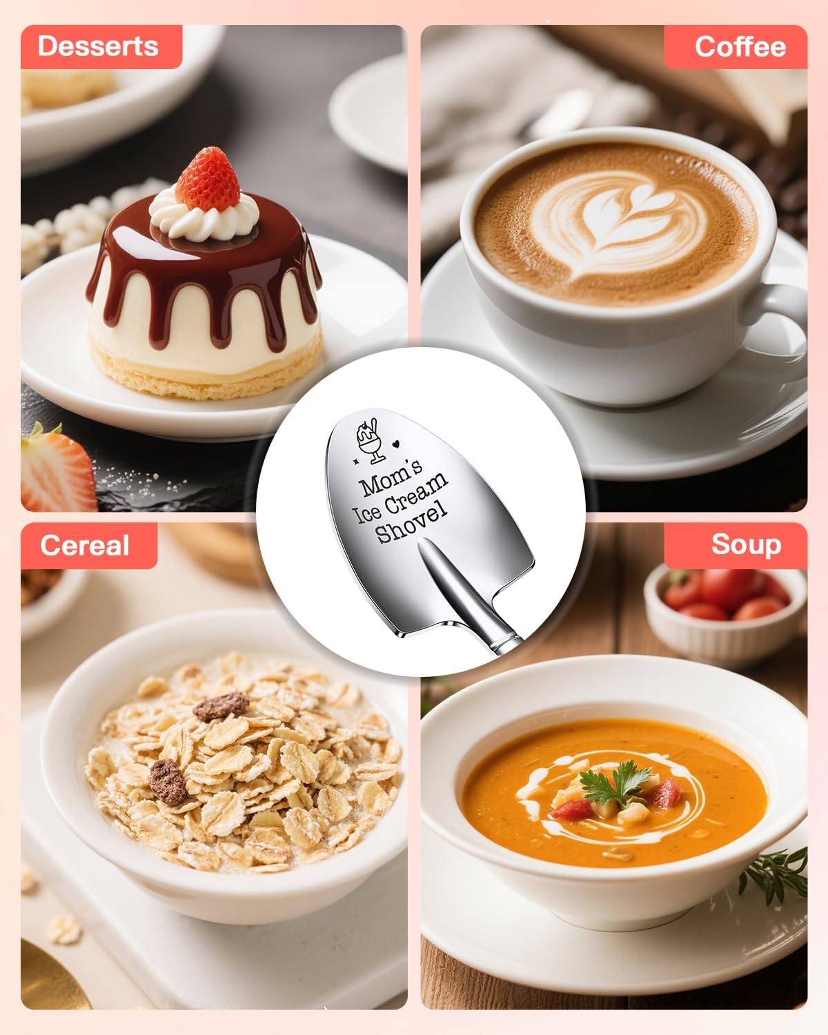 Mothers Day Gifts for Mom,Large Moms Ice Cream Shovel,Icecream Scoop Stainless Steel,Anniversary Birthday Mothers Day