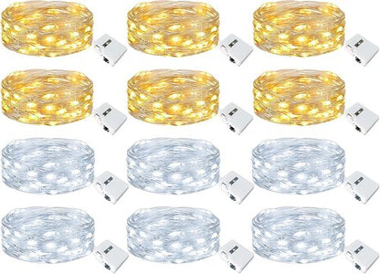 Kolpop 12 Pack LED Fairy Lights - Battery Operated Mini Twinkle String Lights | Waterproof for Christmas & Parties