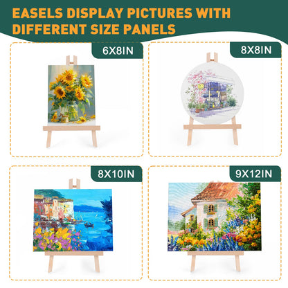 ESRICH Acrylic Paint Canvas Set,52 Piece Professional Painting Supplies Kit with 2 Wood Easel,2 * 12Colors,2 * 10 Brushes,Circular Canvas Etc,Premium Paint Kit for Kids,Students, Artists and Beginner