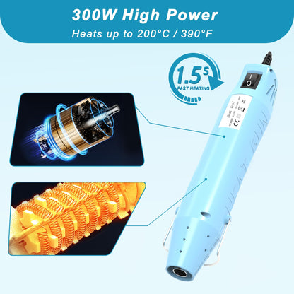 Heat Gun for Crafting, Mini Hot Air Gun Tool for Epoxy Resin, Shrunk Wrapping, Embossing, Electronics, Vinyl Wrap, Candle Making, Phone Repair & DIY - Blue