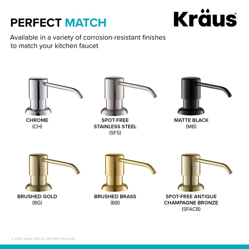 Kraus Spot Free Kitchen Soap Dispenser Boden™ in All-Brite Stainless Steel Finish, KSD-53SFS
