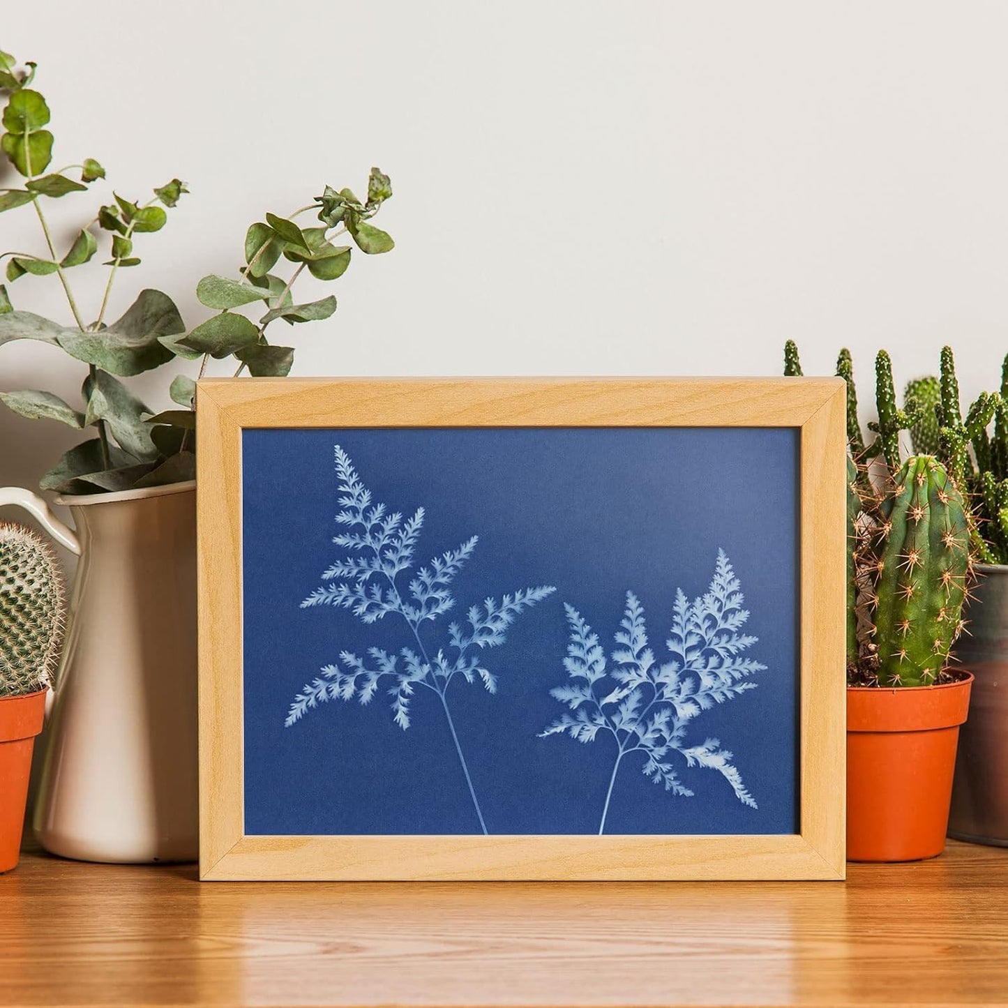 60 Sheets Sun Print Paper Cyanotype Paper Kit, A6 Sun Art Paper With 1 Acrylic Board for Sun Printing, Light Sensitive Solar Photography Paper for Kids DIY Crafts (4.1 x 5.8 inch)