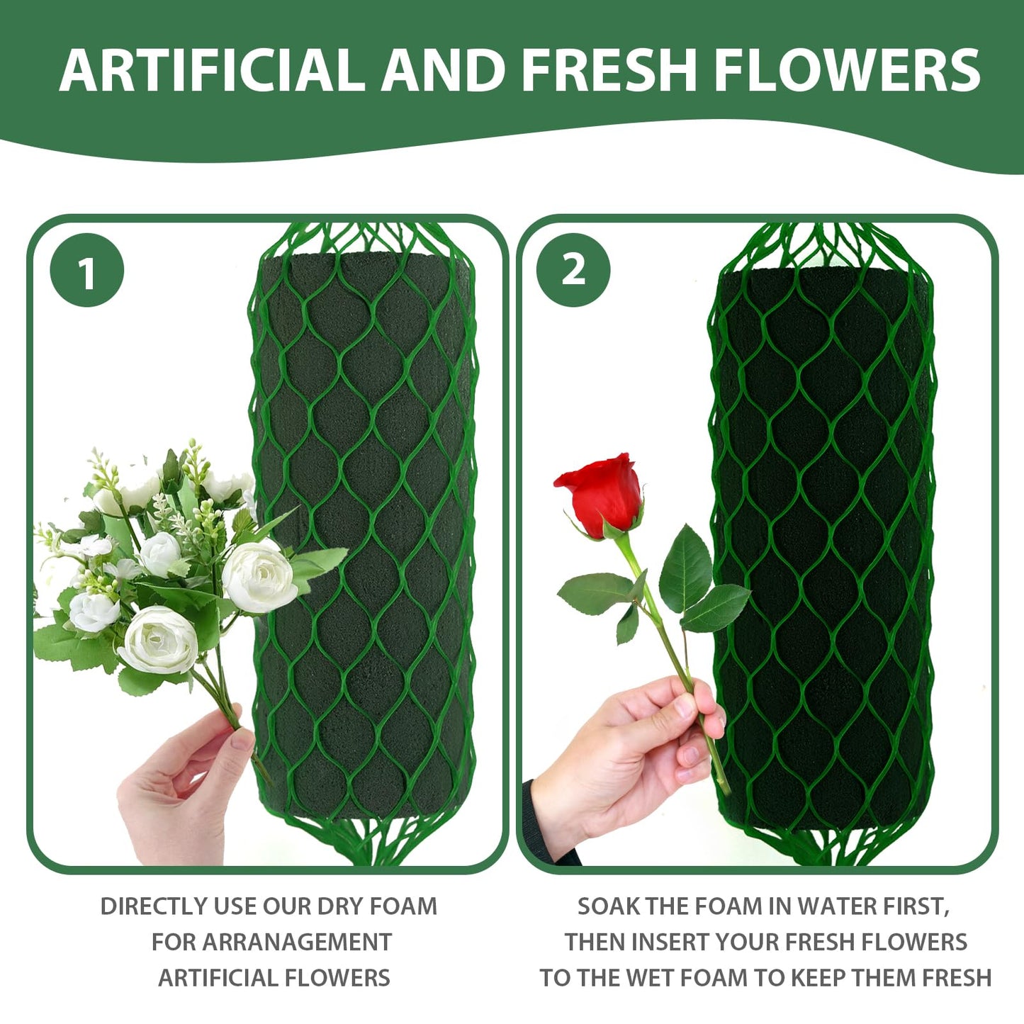 14 Pcs Floral Foam Garland 9.2ft Flower Sponge Blocks Kit, Absorption Flower Holder Arch Door Tabletop Flower Arrangement Material Floral Craft Wet Foam Blocks for Home Wedding Holiday Decoration