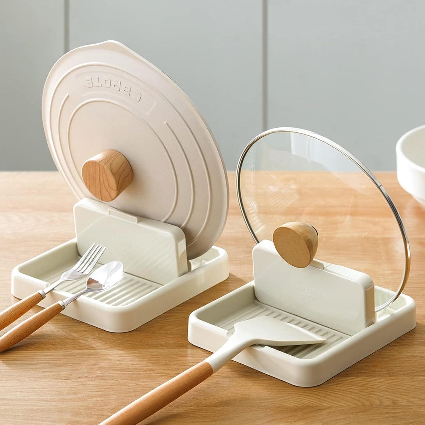 Spoon Rest with Lid Holder, SYOUACEND Kitchen Utensil Rest for Stove Top, Organizer Gadgets