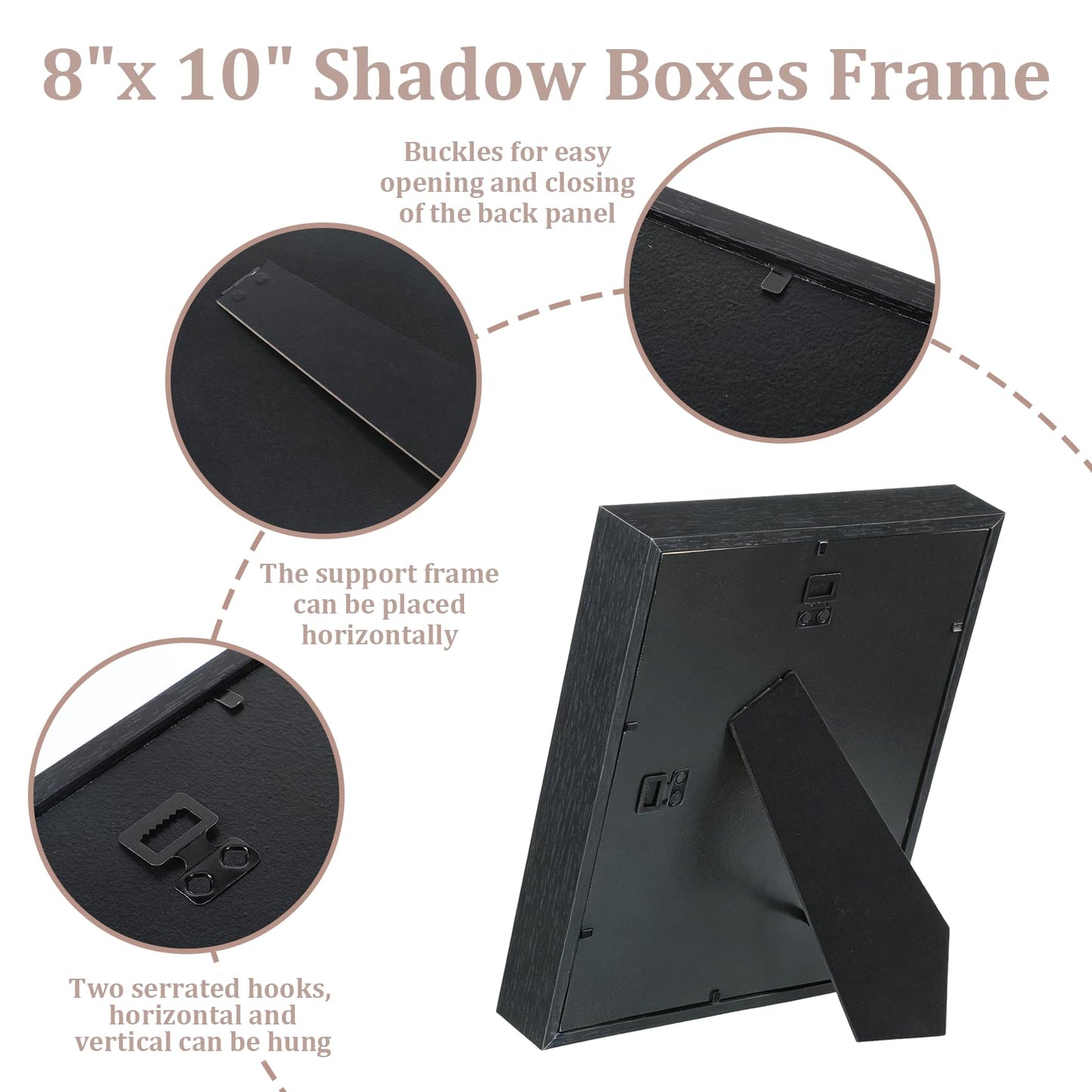 HANLANXUE 4 Pack 8 x 10 Shadow Box Frame, Shadow Boxes Display Cases 3D Wood Deep Shadowbox for Photos, Dried Flowers, Handicrafts Picture Frames for Wall Tabletop(Black)