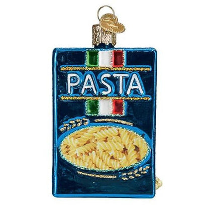 Old World Christmas Box of Pasta Glass Blown Ornament for Christmas Tree, Handcrafted Holiday Decoration, Food Collection