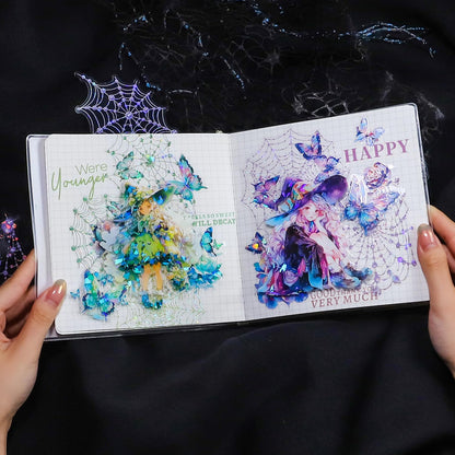MiyouLuna 40Pcs Spider Mesh PET Stickers, Large Holographic Stickers for Scrapbooking, DIY Crafts, Journaling Supplies & Junk Journal Ephemera