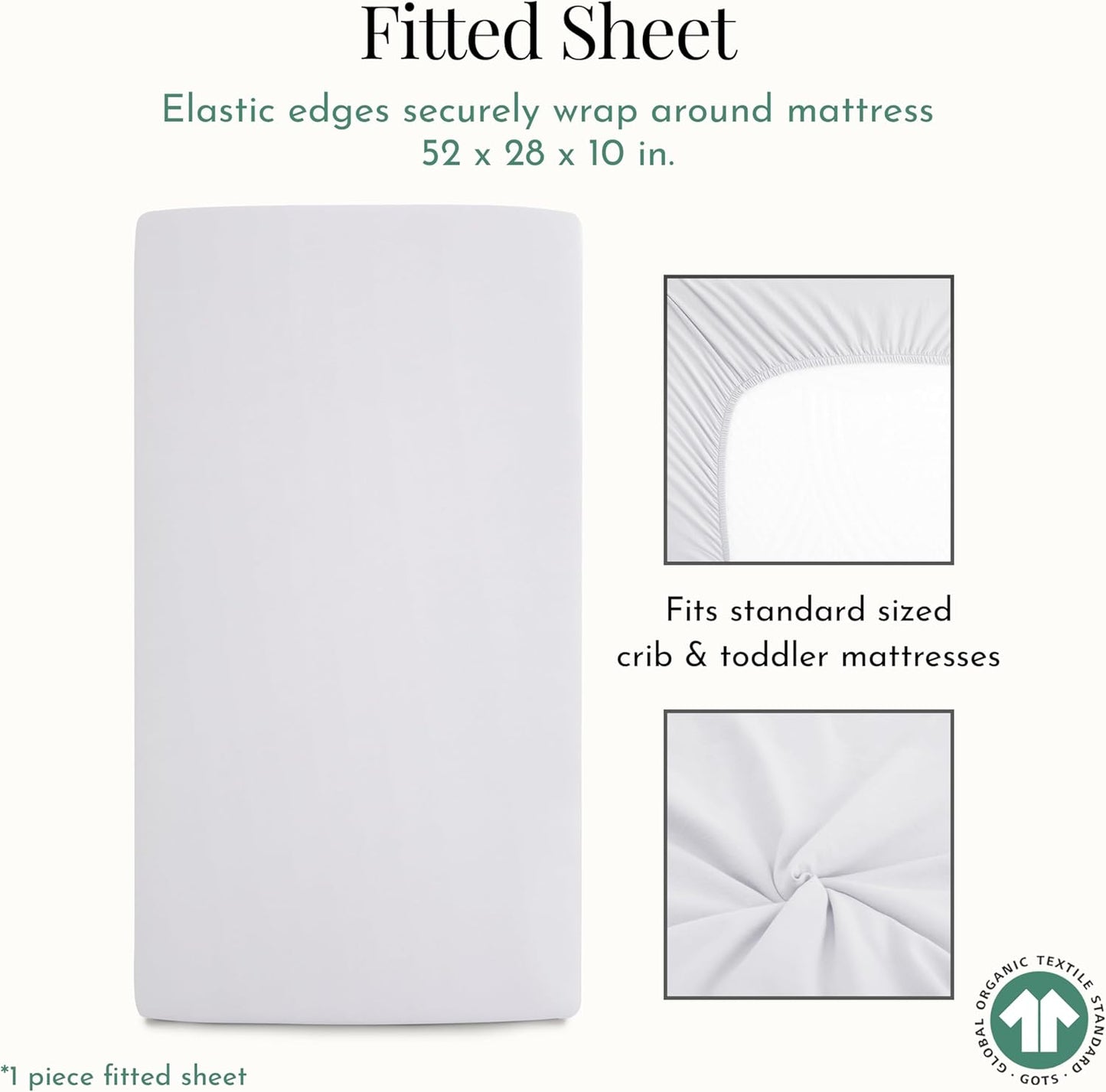 1 Evolur Piece Rock Grey Full Crib Solid Fitted Sheet, Fitted Crib Sheet for Standard Crib and Toddler Mattress, Soft