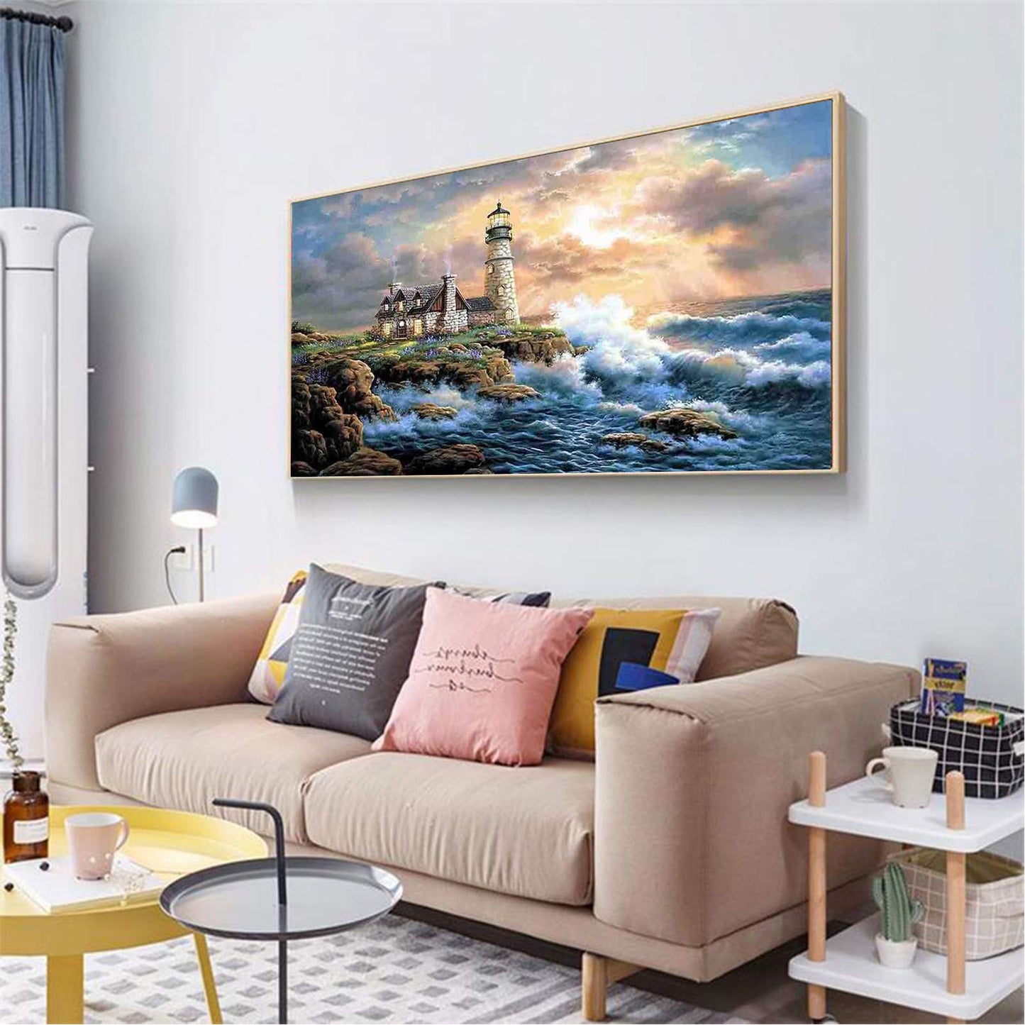 JATOK Large Diamond Painting Kits for Adults (35.5 x 15.7 inch) DIY 5D Lighthouse Full Round Drill Crystal Rhinestone Embroidery Pictures Arts Paint by Diamond Art Kits for Home Wall Decor Relax