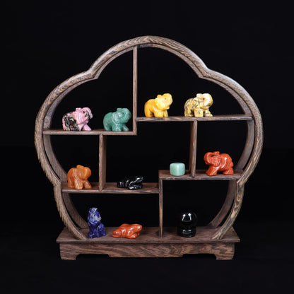 Wemeki Gemstone Elephant Figurines Mix 6PCS, Hand Carved Elephant Statue Healing Crystal Guardian Stones Figurines Statues Reiki Animal Stone for Home Decorations 1.5''