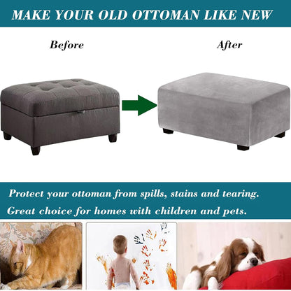 HFCNMY Ottoman Cover Rectangle,Stretch Velvet Ottoman Slipcovers Thick Slipcover Rectangle Slipcovers for Soft Foot