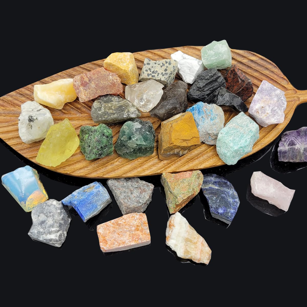 30Pcs Rock & Mineral Collection Kit Natural Rocks for Tumbling Polishing Gemstone Raw Crystals Rough Stones for Wicca & Reiki