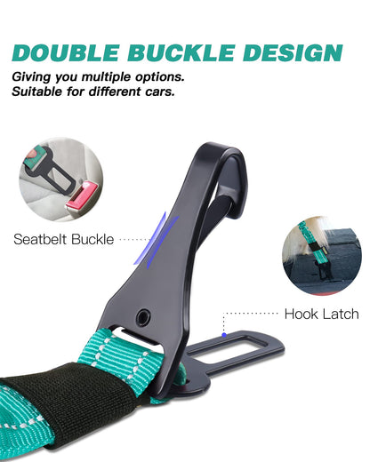 AUBELL Dog Seat Belt for Car,Updated 3-in-1 Adjustable Reflective Bungee Heavy Duty Dog Car Harness Tether with Clip Hook Latch & Buckle,Swivel Zinc Alloy Carabiner,Teal