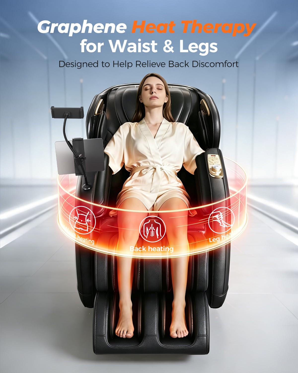 HaiyoHBED 2026 Massage Chair Full Body, PU Leather Zero Gravity Heated Back Foot Hand Massage Recliner, AI Voice Control, Office and Living Room Furniture, Portable - Black