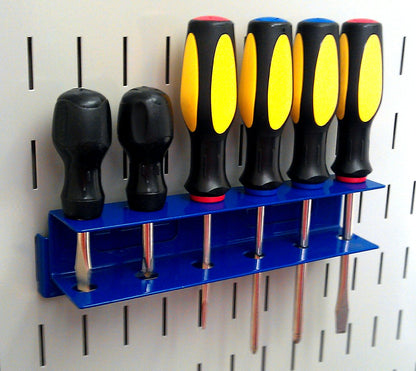 Wall Control Screwdriver Holder Bracket Slotted Metal Pegboard Accessory Slotted Tool Board - Blue