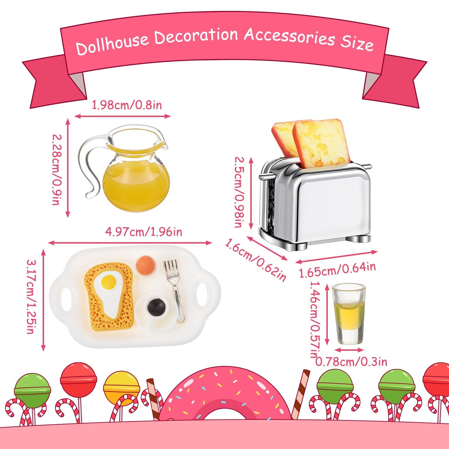 Miniature Food Set, Scene Breakfast Set Mini Kitchen Accessories, 1:12/1:6 Miniature Dollhouse Accessories, Doll House Décor for DIY Birthday Gift