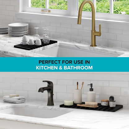 Kraus Self-Draining Silicone Dish Drying Mat for Kitchen Counter, Dark Grey, KDM-10DG