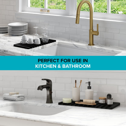 Kraus Self-Draining Silicone Dish Drying Mat or Trivet for Kitchen Counter in Light Grey, KDM-10LG