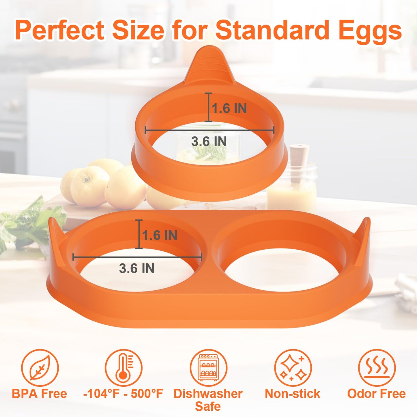 Silicone Egg Rings for Cooking, 4 Pack Egg Molds with Leak-Proof Design, Non-Stick BPA Free Egg Cooker Rings, Heat Resistant up to 500°F, Dishwasher Safe Grey