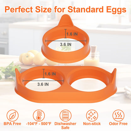 Silicone Egg Rings for Cooking, 4 Pack Egg Molds with Leak-Proof Design, Non-Stick BPA Free Egg Cooker Rings, Heat Resistant up to 500°F, Dishwasher Safe Grey