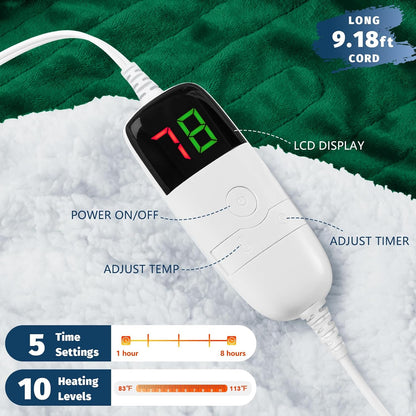 62" 84" 10 8 BOMOVA Heated Electric Blanket Twin - x Heating Blanket with Heating Levels & Hours Auto Off, Warm Flannel