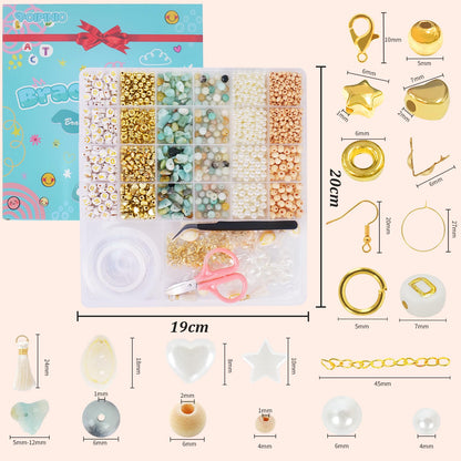 TOIPINIO Bracelet Making Kit Jewelry Making Supplies Kit Natural Stone Beads for DIY Craft Friendship Bracelet/Necklace/Earrings for Adults 1736PCS (Amazonite)