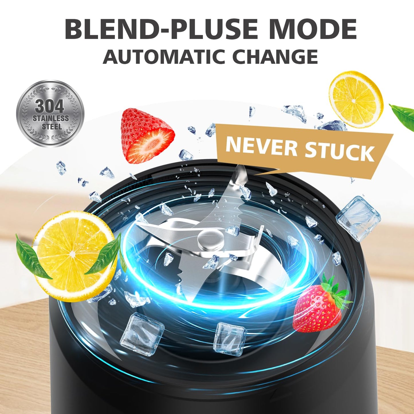 Portable Blender Personal Juicer for Shakes and Smoothies - 20 OZ Electric Protein Shaker Bottle with Insulated Sleeve, Travel Lid, USB-C Rechargeable - Mini Small Blender Cup for Kitchen, Office, Gym