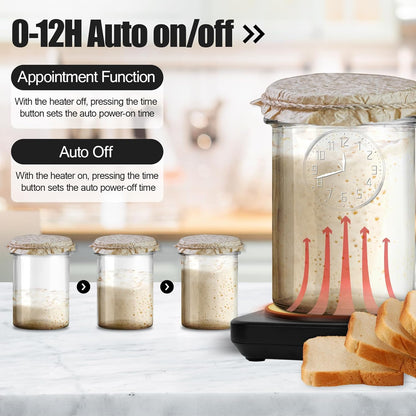 Hobychild 1F (70-100F) 12-Hour Sourdough Starter Warmer Precise Thermostat Control Sourdough Warming Mat for Kitchen