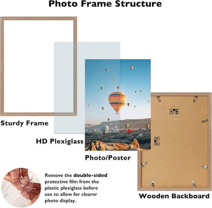 JCJMY 13x18 Rustic Brown Picture Frame - Versatile Wall Hanging for Horizontal & Vertical Photos