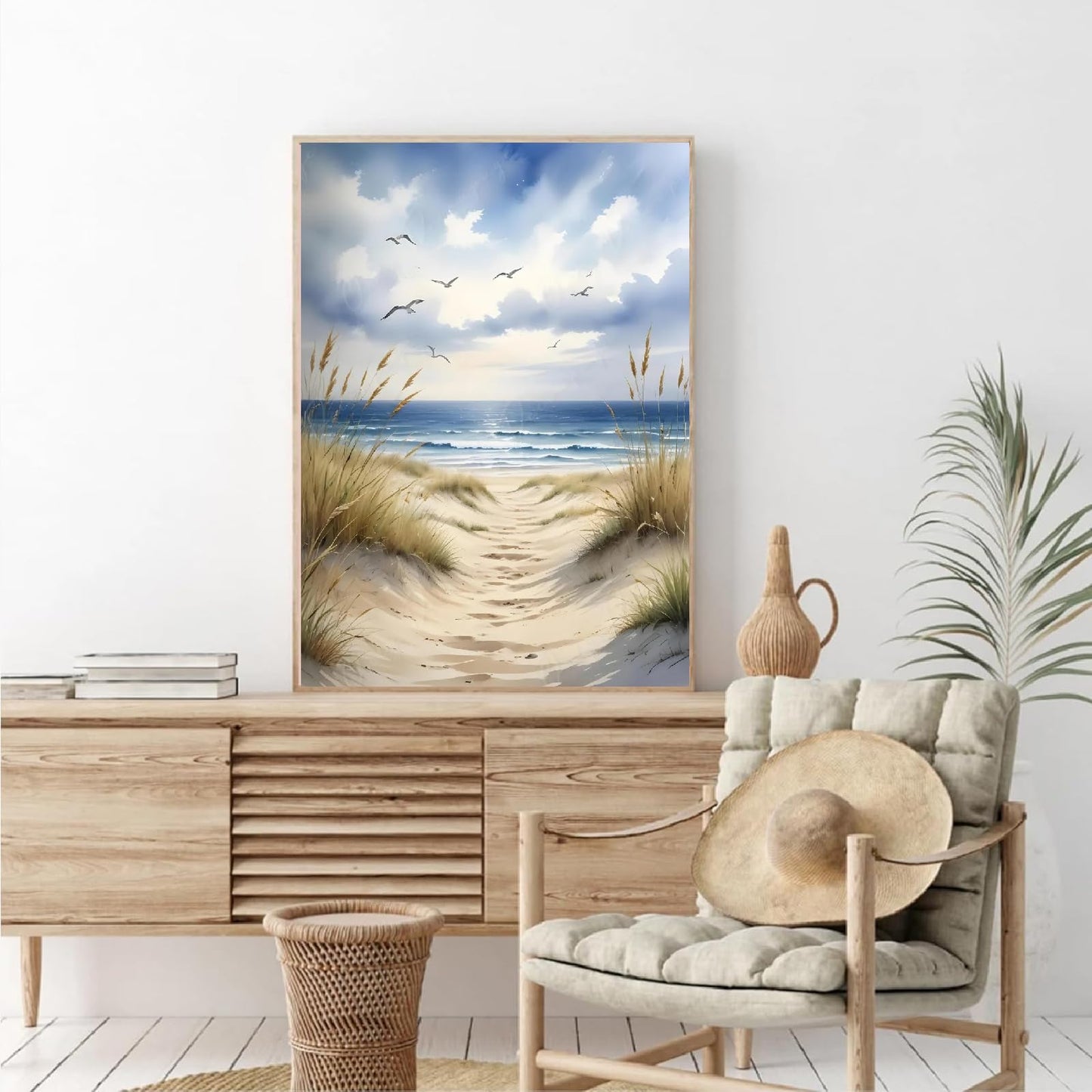 uuxsretaio 6 Pack Paint by Numbers Kits for Adults Beginners, Beach Paint by Number Kits on Canvas, DIY Acrylic Oil Painting Kits with Brushes for Home Wall Decor (8x12 inches Without Framed)